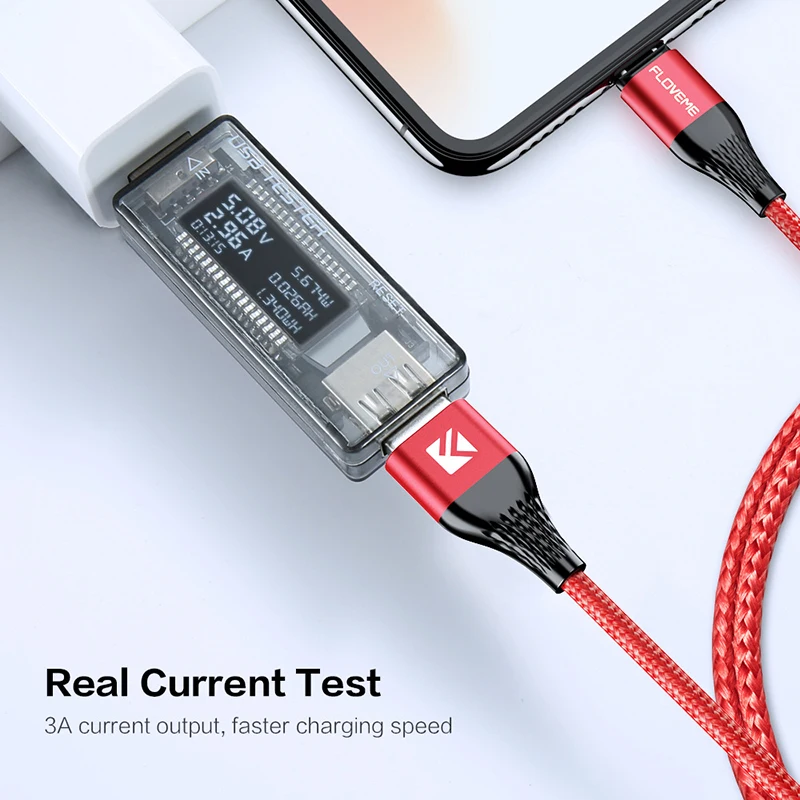 Магнитный кабель FLOVEME Micro USB Type C Lighting для iPhone 1 м 3 А быстрой зарядки магнитное