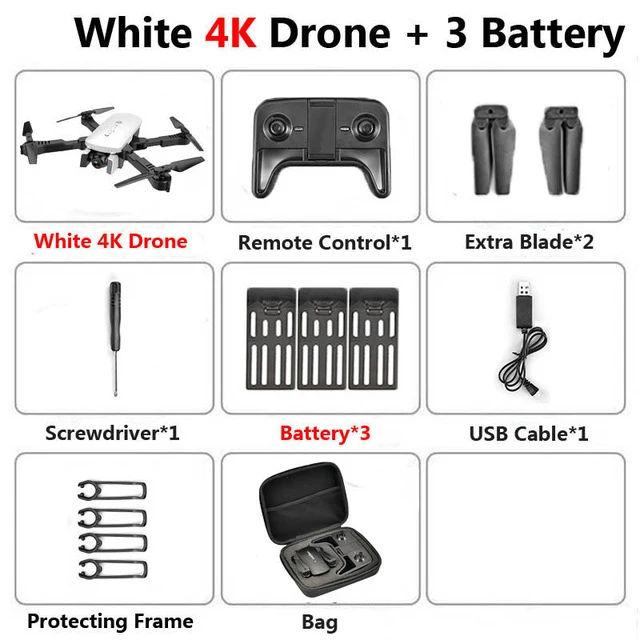 4K 3BAT Bag Радиоуправляемый Дрон с 4K HD камерой FPV Wi-Fi функция удержания высоты Selife Дрон складной Квадрокоптер Vs E58 SG106 M69 xs816 дроны - Цвет: 4K 3BAT Bag