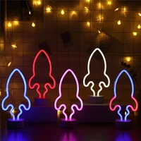 rocket shape led neon sign light creative night light wedding home party decoration table lamp kid gifts usb desk lamp