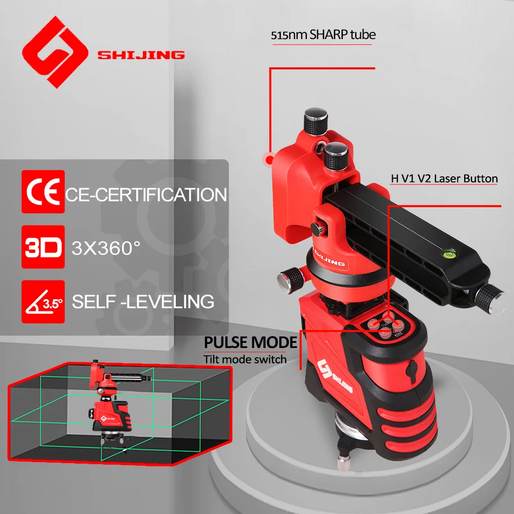 Лазерный уровень 3D наливные 360 горизонтальный и вертикальный крест супер мощный