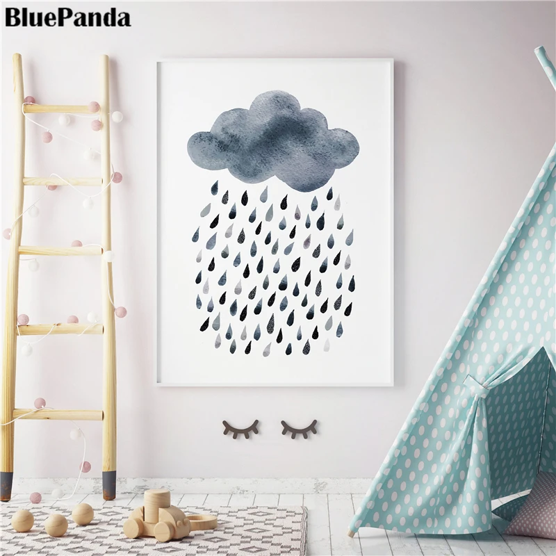 Картина на холсте с изображением темных облаков Минималистичная украшение для