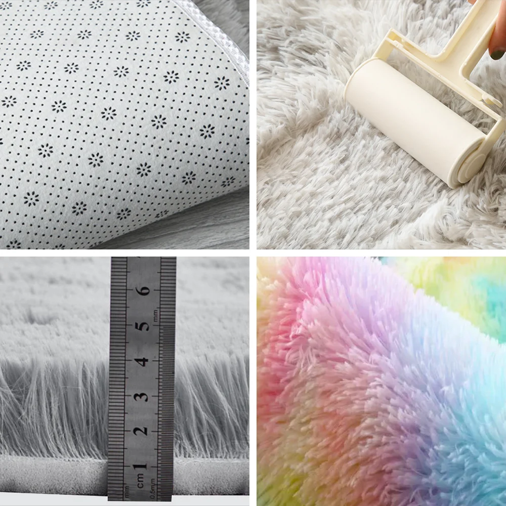 

Fluffy Round Rug Carpets for Living Room Decor Faux Fur Rugs Kids Room Long Plush Rugs for Bedroom Shaggy Area Rug Modern Mats