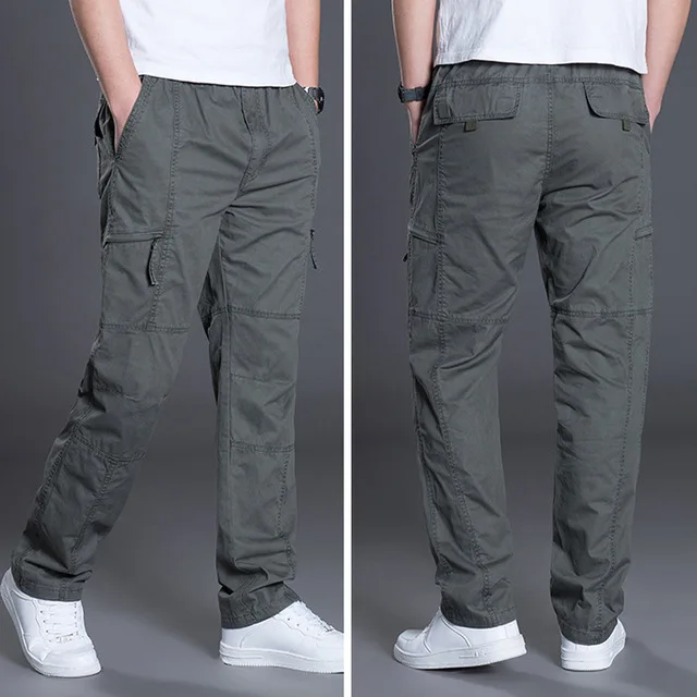 Green Pants Летние модные мужские брюки повседневные хлопковые длинные брюки прямые джоггеры Homme Большие размеры 5xl 6xl деловые рабочие брюки для мужчин - Цвет: Green Pants