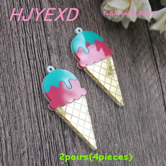 Ice cream-4pcs 2 пары) серьги в форме торта, серьги в форме пончика, висячие акриловые серьги в виде мороженого, зеркальные серьги «Радуга», лазерная cut-AC1530 - Окраска металла: Ice cream-4pcs