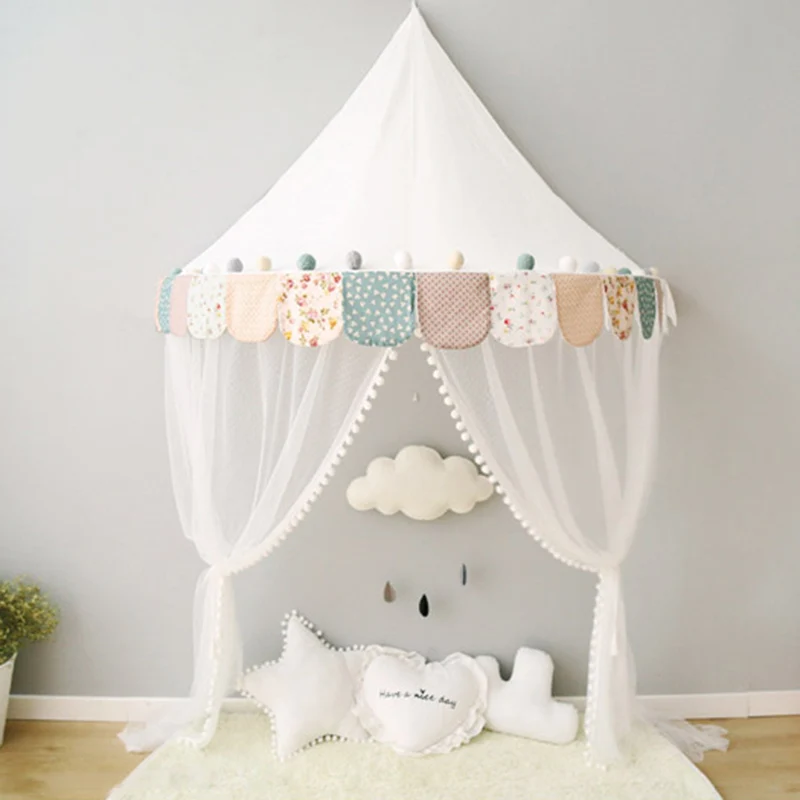 flower Детская игровая палатка Tipi Tente Enfant детская кровать навес кроватка москитная сетка детский Декор Прорезыватели Для детский игровой домик Ciel de Lit - Цвет: flower