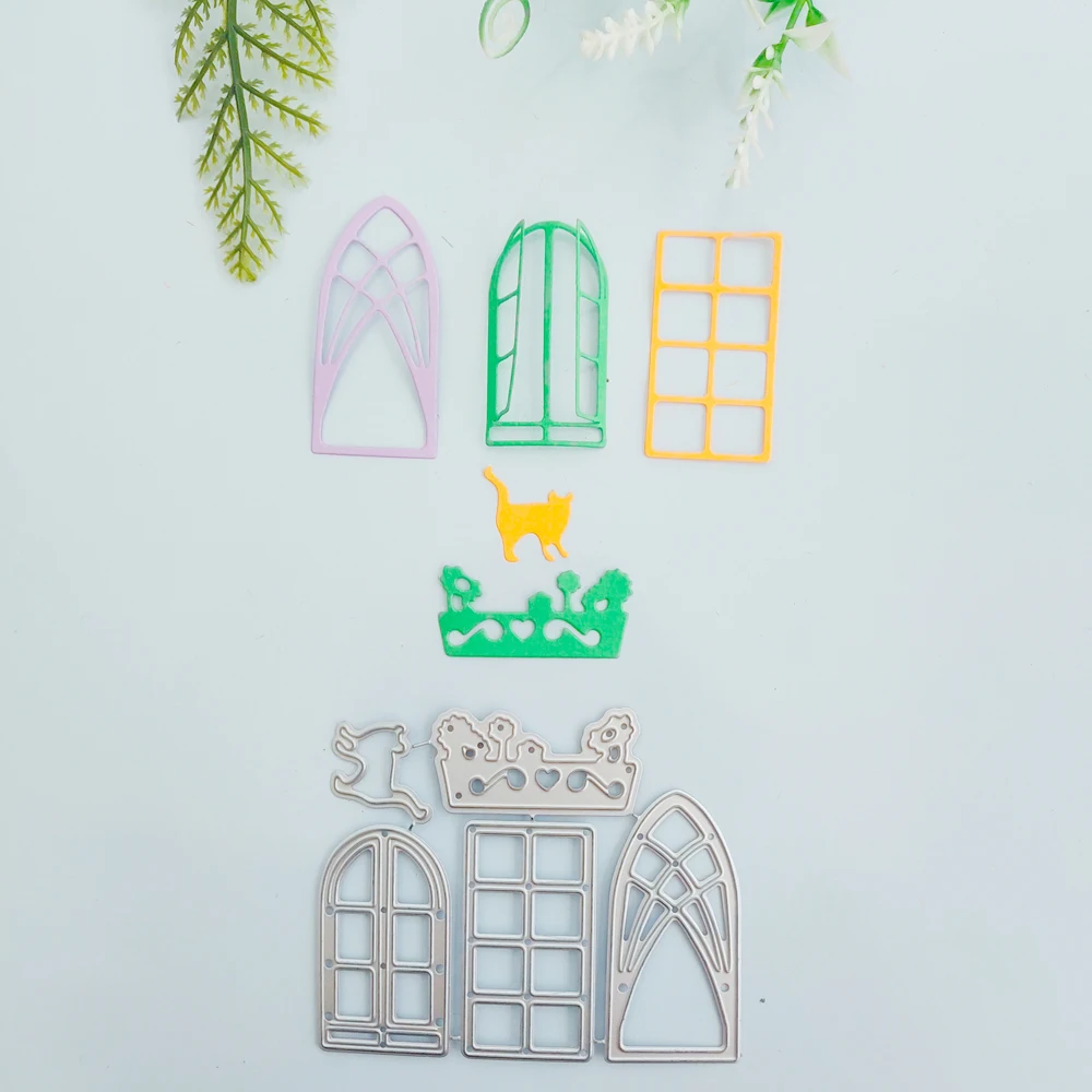 Окно кошка цветочный горшок высекальная форма новый нож металлическая 3D