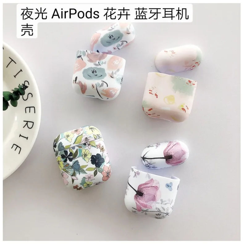 Художественный чехол для наушников с цветочным рисунком для Apple Airpods 2 1 Air Pods чехол s милый светящийся винтажный цветочный чехол для AirPod защитная оболочка подарок