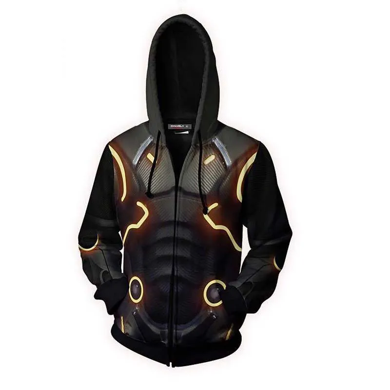 Мужской/женский костюм для косплея толстовка с капюшоном и молнией в стиле