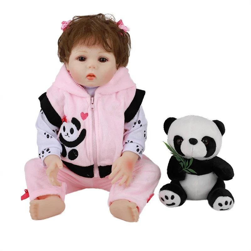 

Июля песня 48 см Реалистичного Reborn Baby куклы силиконовые реалистичные для новорожденных для маленьких девочек со одежда с пандой для ванной м...