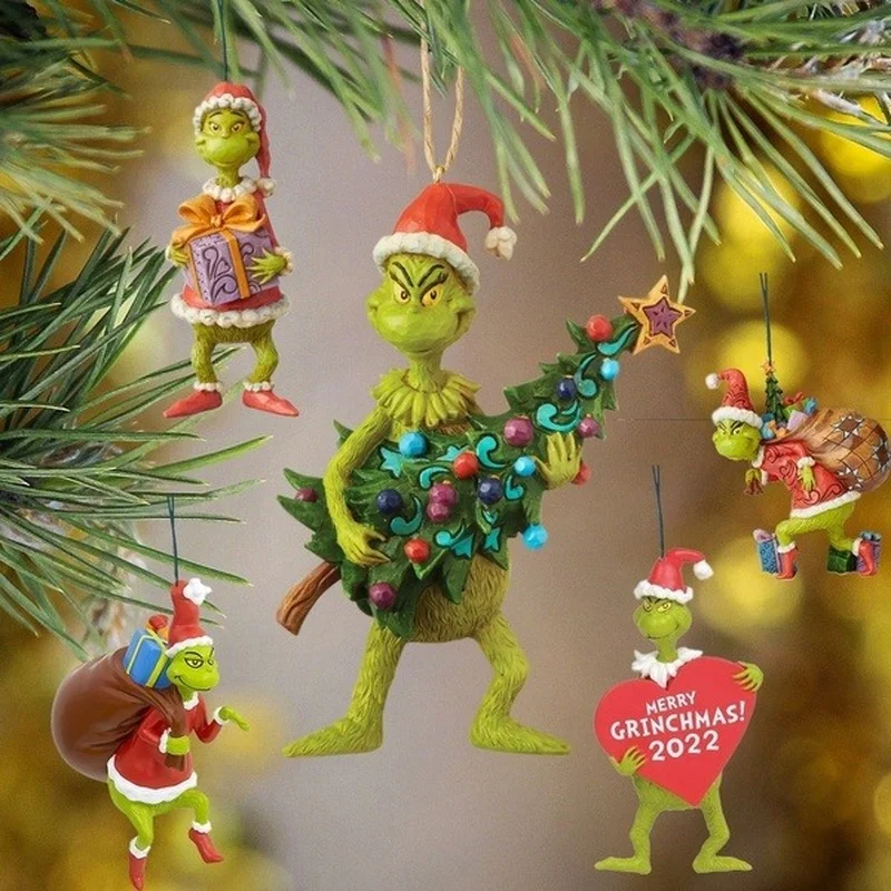 

Wooden Christmas Decorations Resin Acrylic Accessories Christmas Tree Grinch Hangings Holiday Supplies