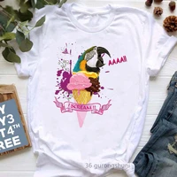 cockatiel parrot love ice cream graphic print t shirt womens clothing funny white tshirt femme harajuku kawaii clothes tops