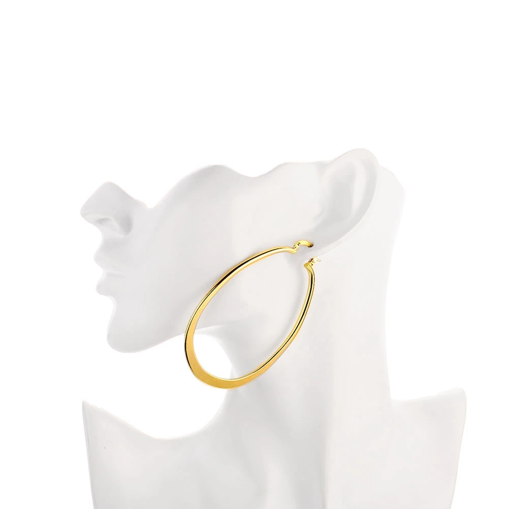 

ZEMIOR Classic Oval Hoop Earrings For Women Gold Color Anniversary Earring Personality Trend Simple Fashion Jewelry Recommend