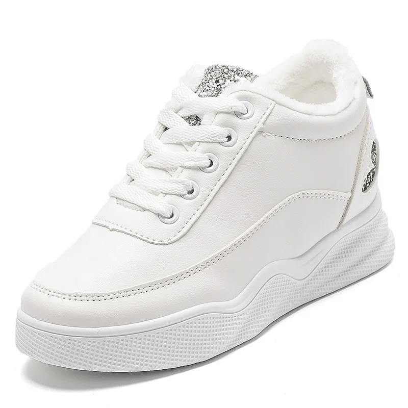 

New Height Increasing Insole Love Women's Shoes Student Casual Shoes Versatile Thick-Soled Korean Style White Shoes for Women