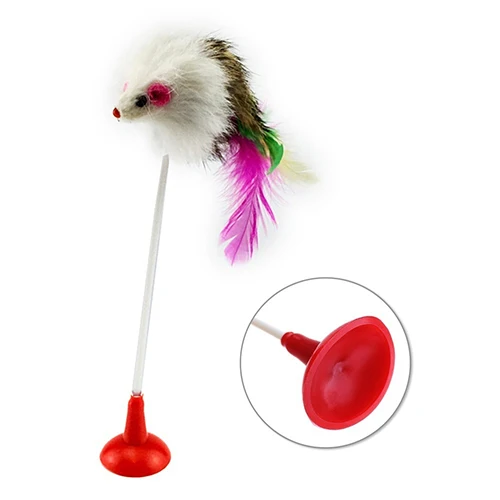 

Pet Cat Toy Feather False Mouse Bottom Sucker Cat Kitten Flexible Toys Pet Supplies