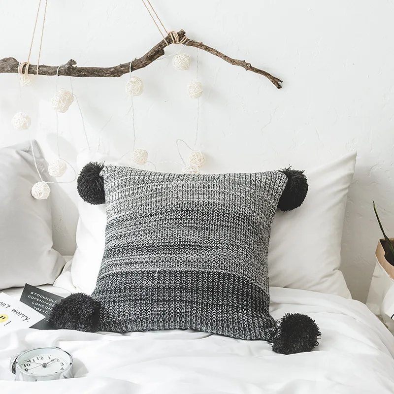 

Ins Cushion Cover Throw Pillows Office Knitted Pillowcase Car Lumbar Pillow Cushion Sofa Home Decoration Pillow Sham 45x45cm