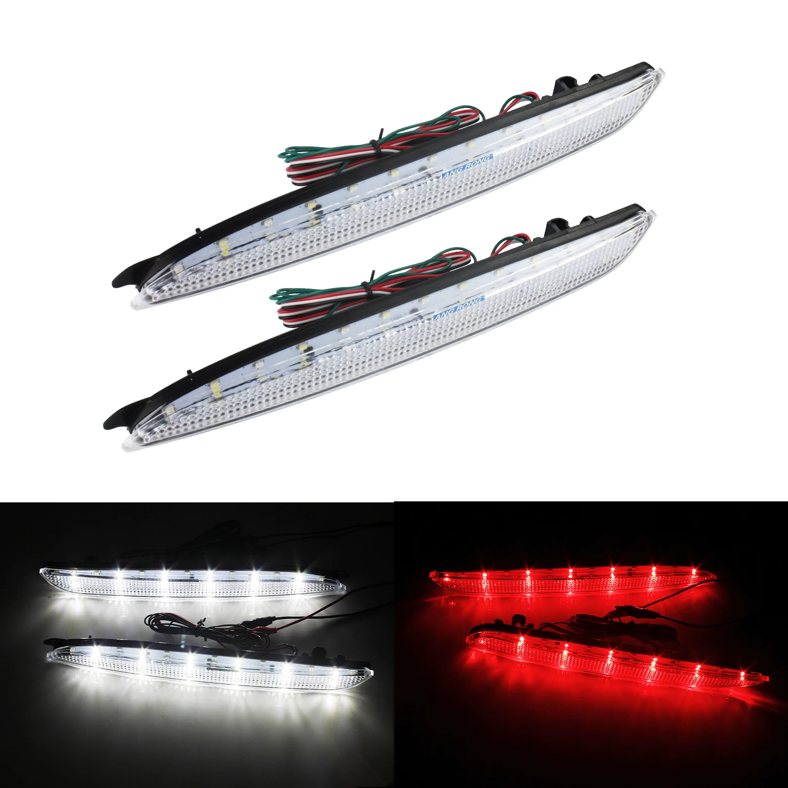 ANGRONG Прозрачная крышка заднего бампера отражатель светодиодный стоп сигнал