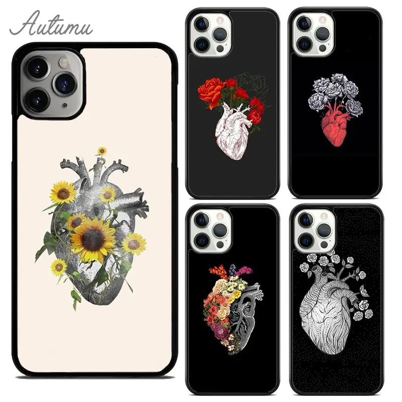 Чехол для телефона с цветочным сердцем iPhone 11 12 13 Pro Max mini X XR XS SE 2020 5 6S 7 8 Plus Samsung Galaxy S9