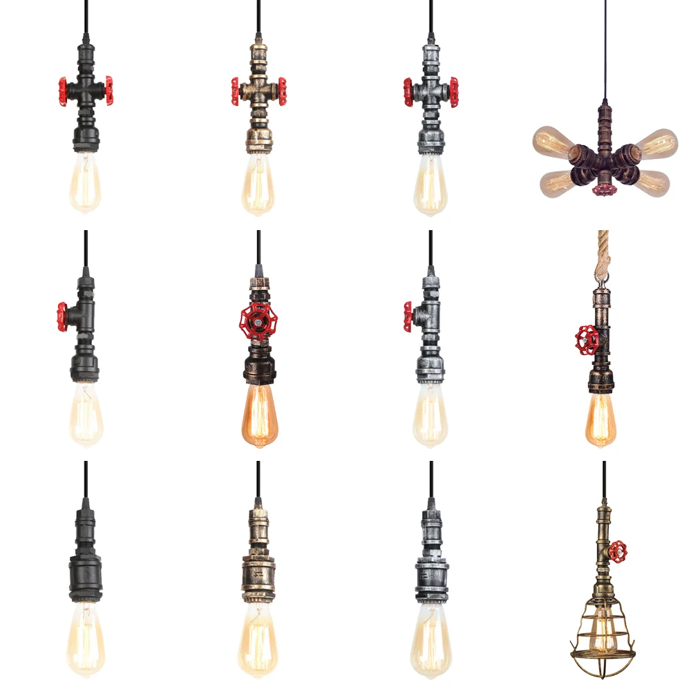 

Loft Retro Industrial Pendant Light Vintage Steampunk Water Pipe Pendant Lamp for Home Bar Restaurant kitchen living Room Decor