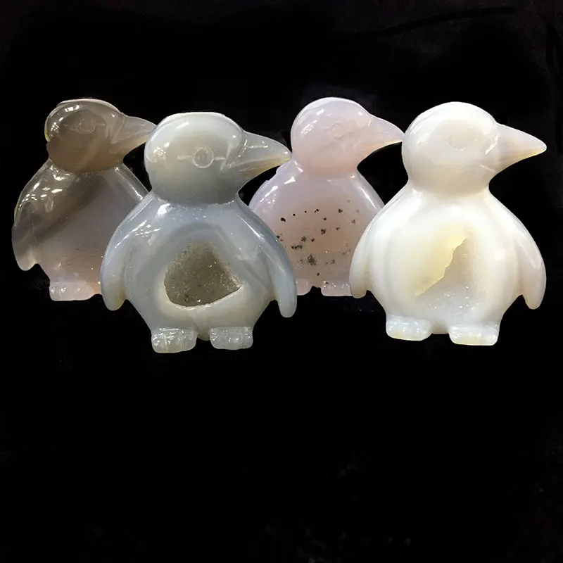 Искусственный Агат украшение в виде пингвина полудрагоценный камень скульптура