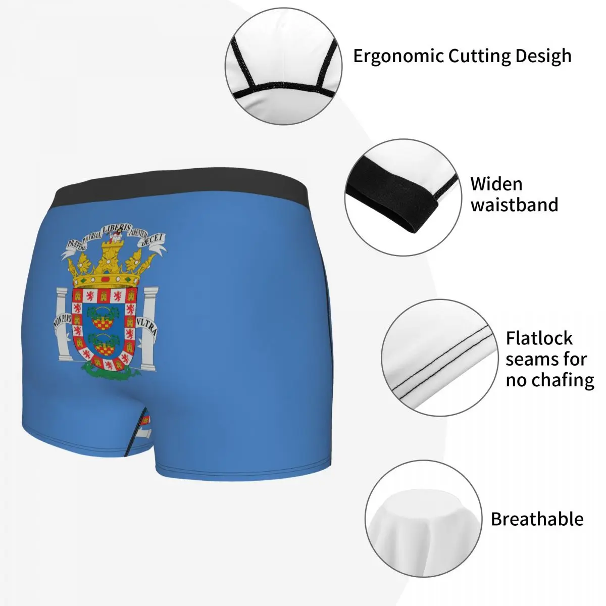 Flag Of Melilla Men's Boxer Briefs Flags of the autonomous communities of Spain Humor Graphic Men's boxer leggings