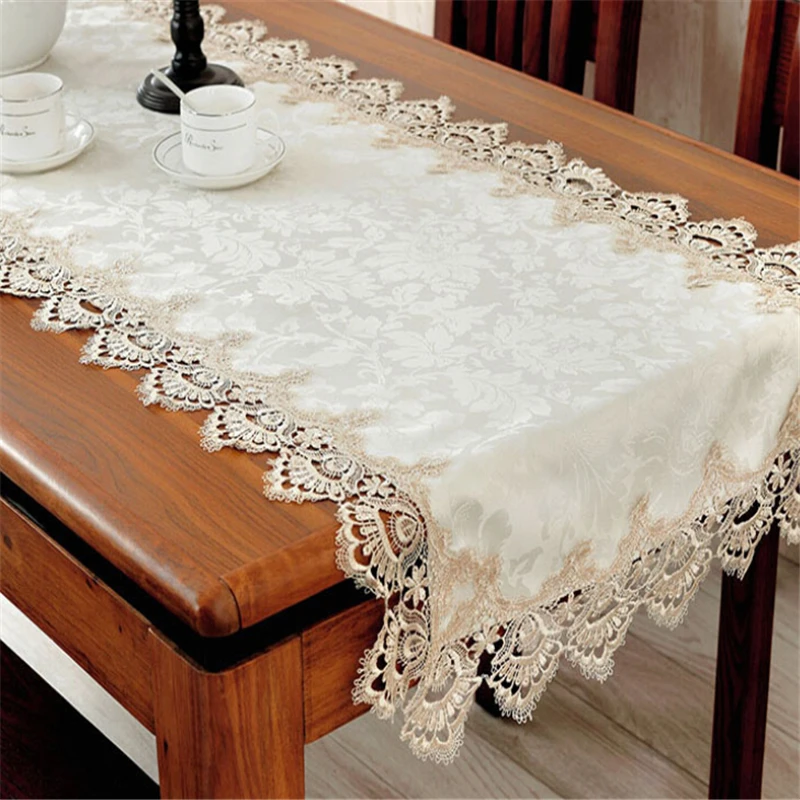 Кружевная скатерть водонепроницаемая маслостойкая круглая вышитая цветочная