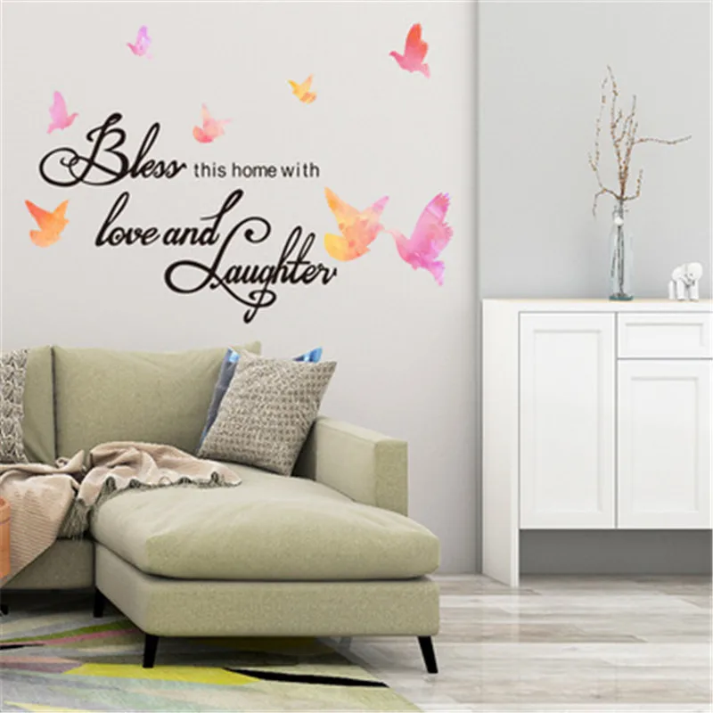 Благослови этот дом бабочка фразы Стикеры s домашнего декора гостиной
