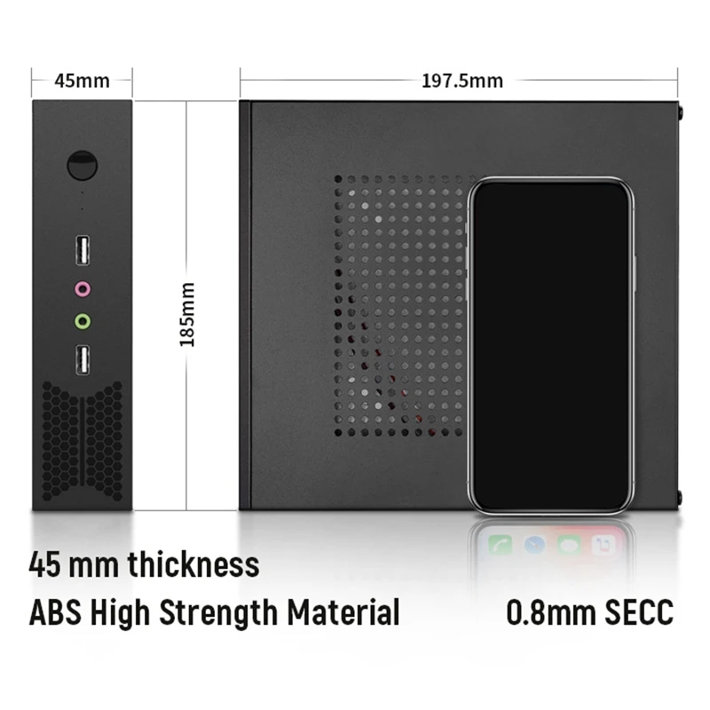 Мини T5 тонкий мини ITX чехол для компьютера черный USB2.0 HTPC WIFI антенна порты без