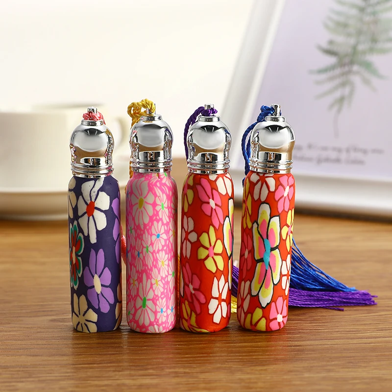 4pcs/set 6/10ml Portable Travel Glass Essential Oil Bottle Perfume With Ball Roller Many Patterns Sent At Random | Красота и здоровье