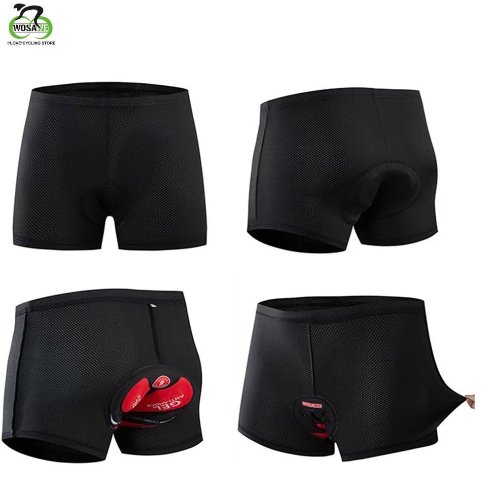 WOSAWE Men's Cycling Underwear Bicycle Mountain MTB Shorts Riding Bike Sport Underwear Compression Tights Shorts GEL Padded