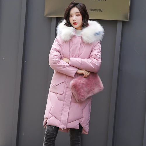 Южная Корея Восточные ворота вниз платье женский средней длины большой воротник