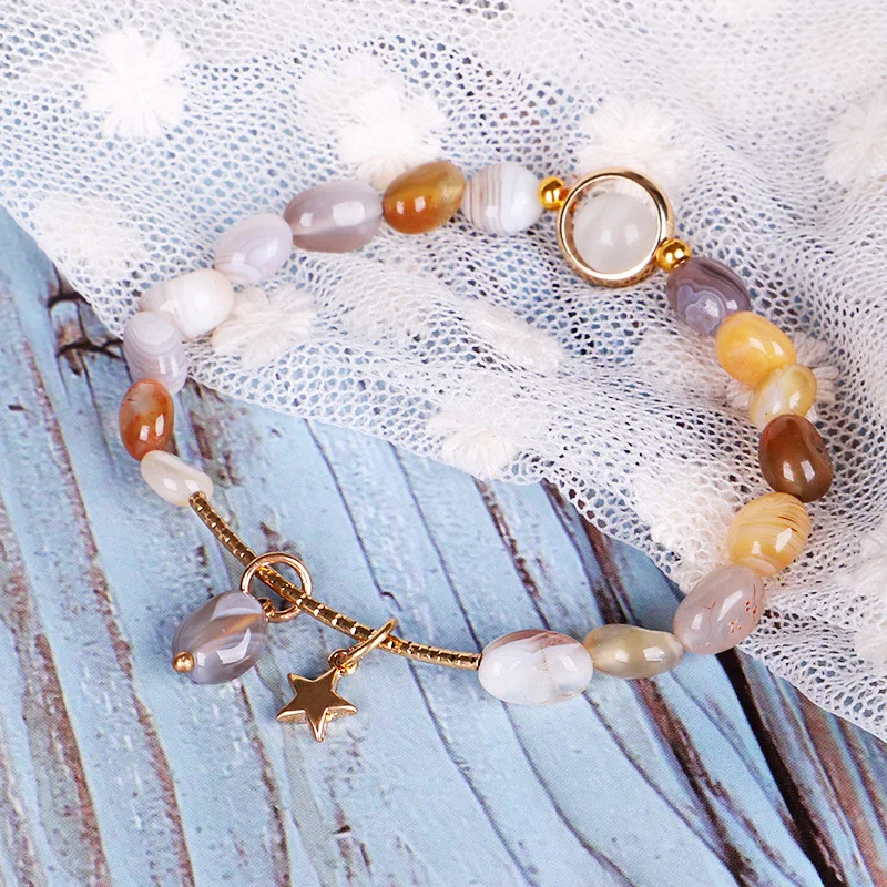 Натуральный драгоценный камень браслеты Линия Любовь Исцеление розовый порошок