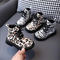 kids fashion boots 2021 new boys girls cute ankle leather leopard print martin boots waterproof toddlers snow shoes non slip