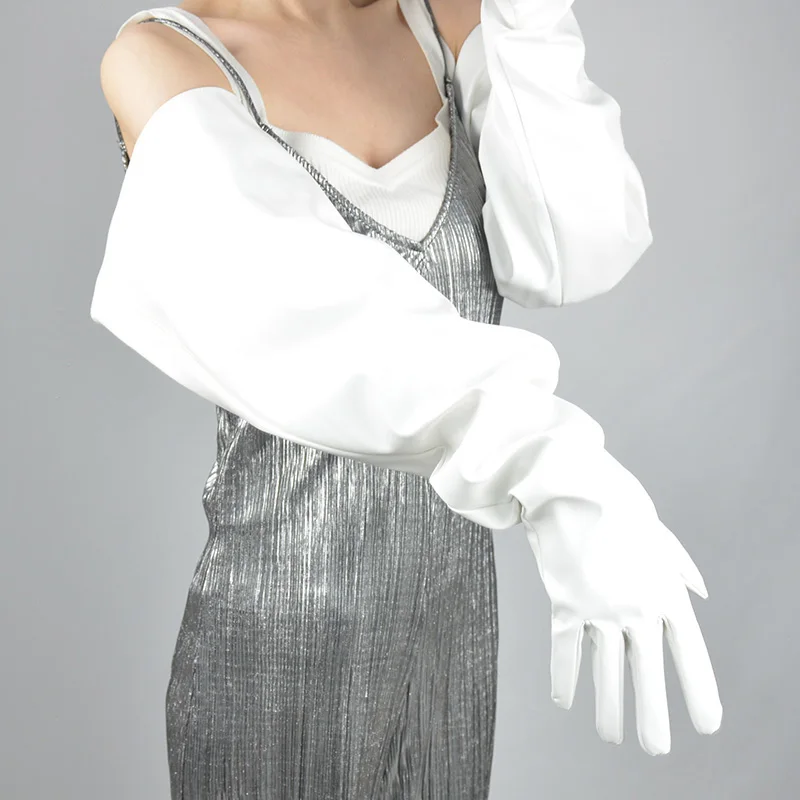 

[EAM] Women Pu Leather Lantern Sleeve Gloves New Pu Leather Personality Fashion Tide All-match 2021 Autumn Winter 1DC963