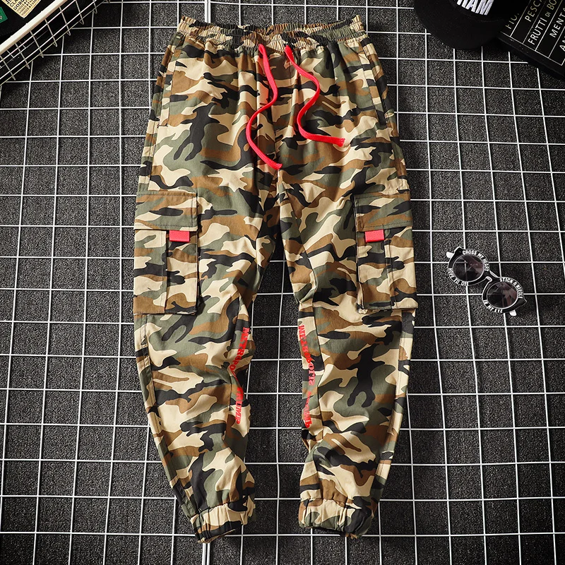 2022 Autumn Men Ribbons Pants Streetwear Cargo Hip Hop Joggers Overalls Fashions Baggy Pockets Trousers | Мужская одежда
