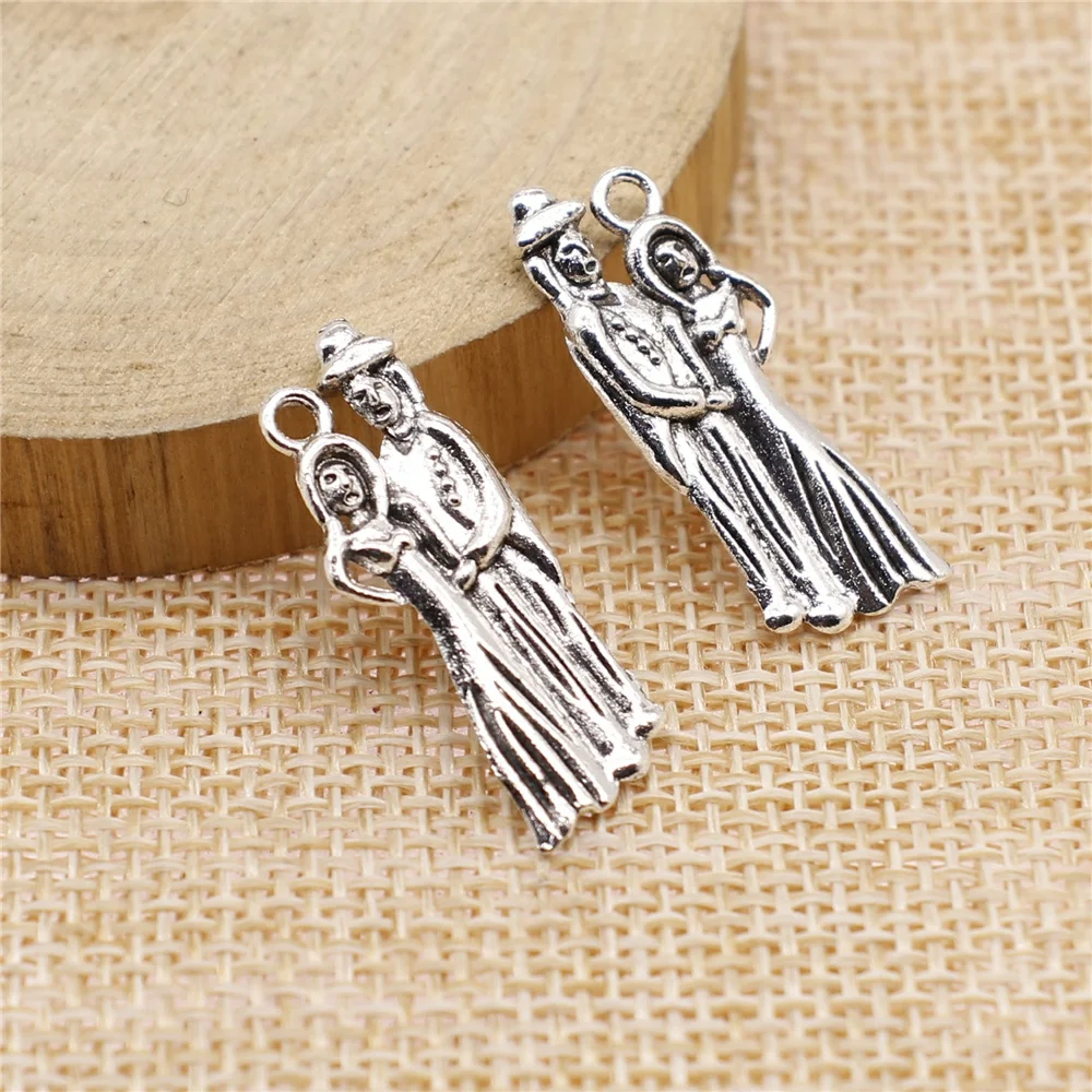 Подвески для любимых посеребренные в античном стиле, 20 шт., 26 х10 мм, Подвески для изготовления ювелирных изделий, аксессуары для бижутерии