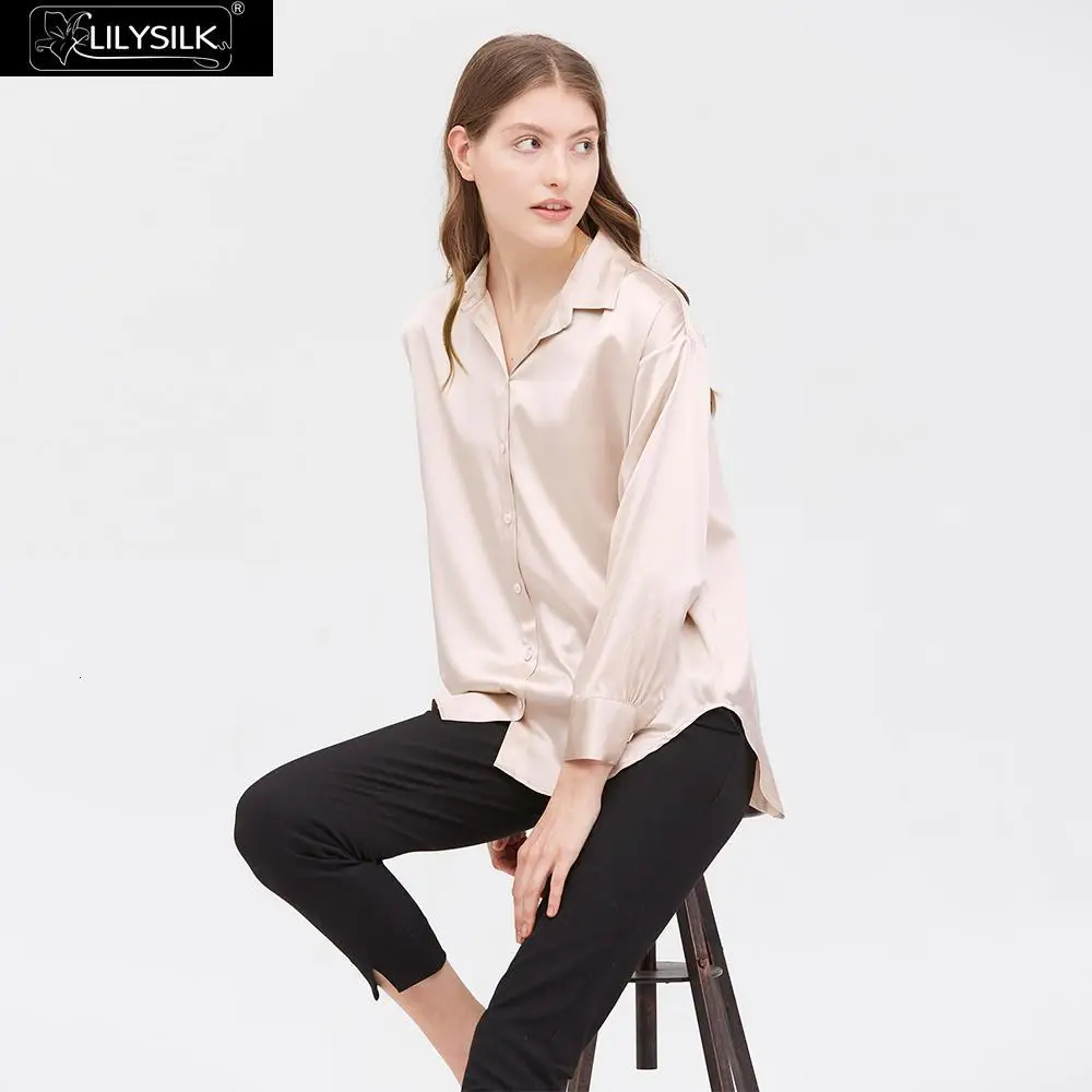 LilySilk шелковая блузка рубашка Женская Повседневная стильная Базовая Женская Новая