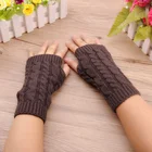 Длинный Браслет, перчатки без пальцев для женщин, зимние теплые вязаные перчатки ручной работы, женские модные перчатки, вязаные варежки