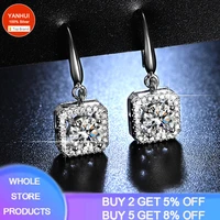 versatile classic design round dangle earrings for women dazzling crystal cz engagement wedding jewelry statement earring e26