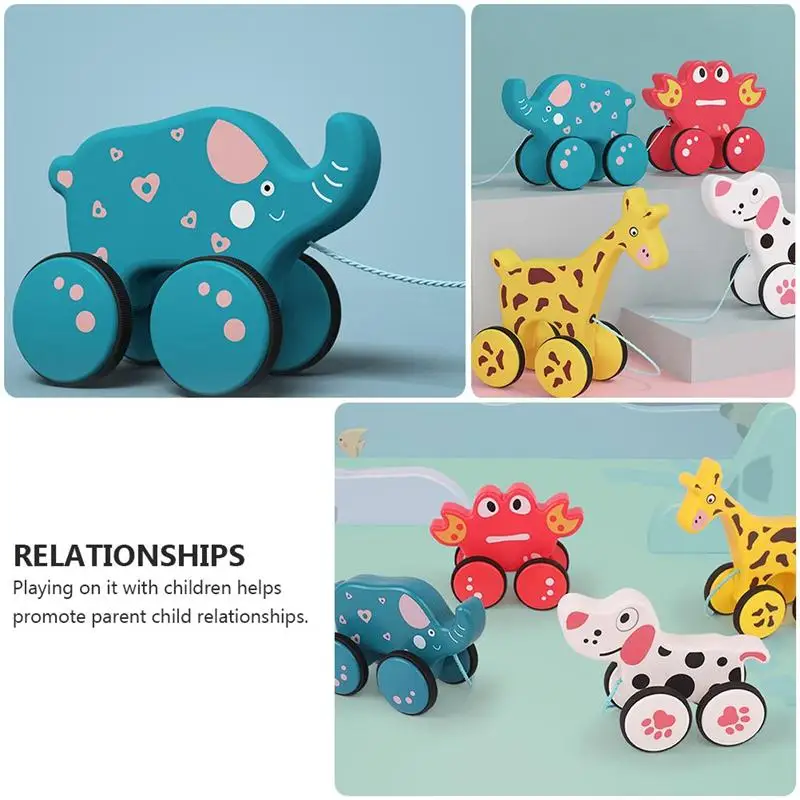 

1pc Traction Toys Elephant Pull Toy Kid Dragging Wheel Toy for Baby Toddlers