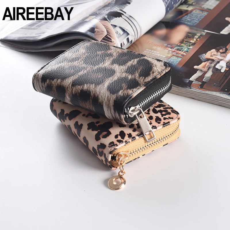 AIREEBAY женские короткие кошельки новые винтажные Модные леопардовые принты портмоне для клатч для девочек из искусственной кожи женский бумажник