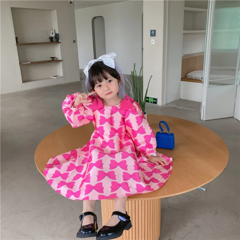 

Платье для девочек, детское платье, 2021 розовое, весна-осень, школьная форма для малышей, платья, Рождественская хлопковая детская одежда