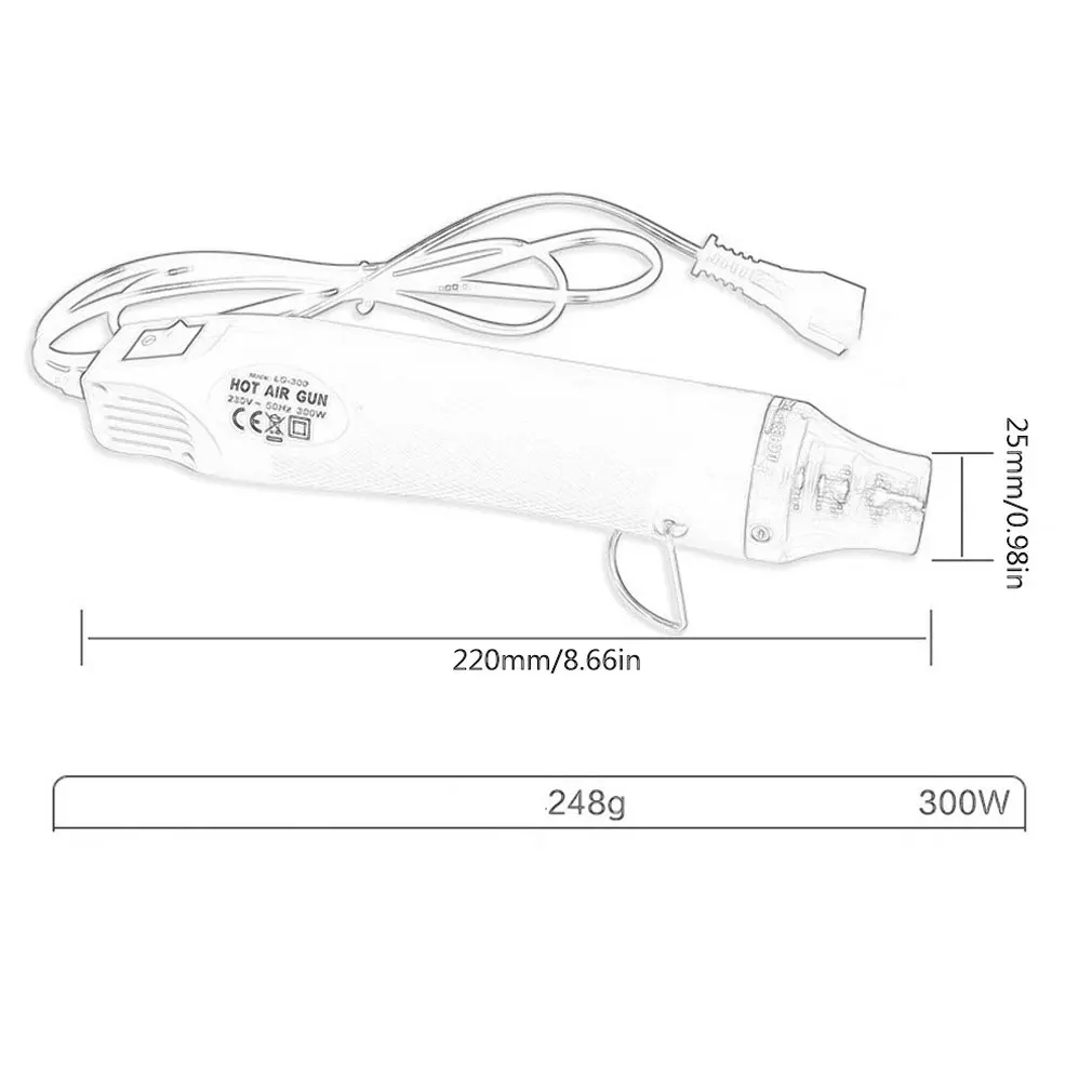 

Adjustable Temperature Electric Heat Gun Sludge Softening Heat Multifunctional Handheld Hot Air Gun