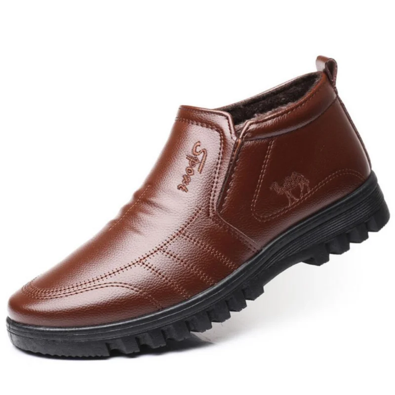 

Men's Casual Snow Boots Warm Thick Ankle Boots Formal Leather Safety Ankle Boots Business Plus Velvet High-top Men's Shoes