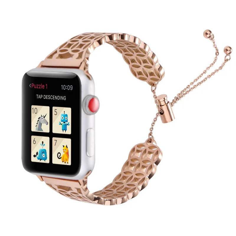 

Applicable for Apple Watch Strap Rose Money Coin Mechanical Buckle Stainless Steel Strap for Apple Watch 1/2/3/4/5 LXY