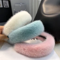 real mink fur hairband fashion fluffy accessory for hair luxury comfort headwear genuine fur stylish fuzzy headband