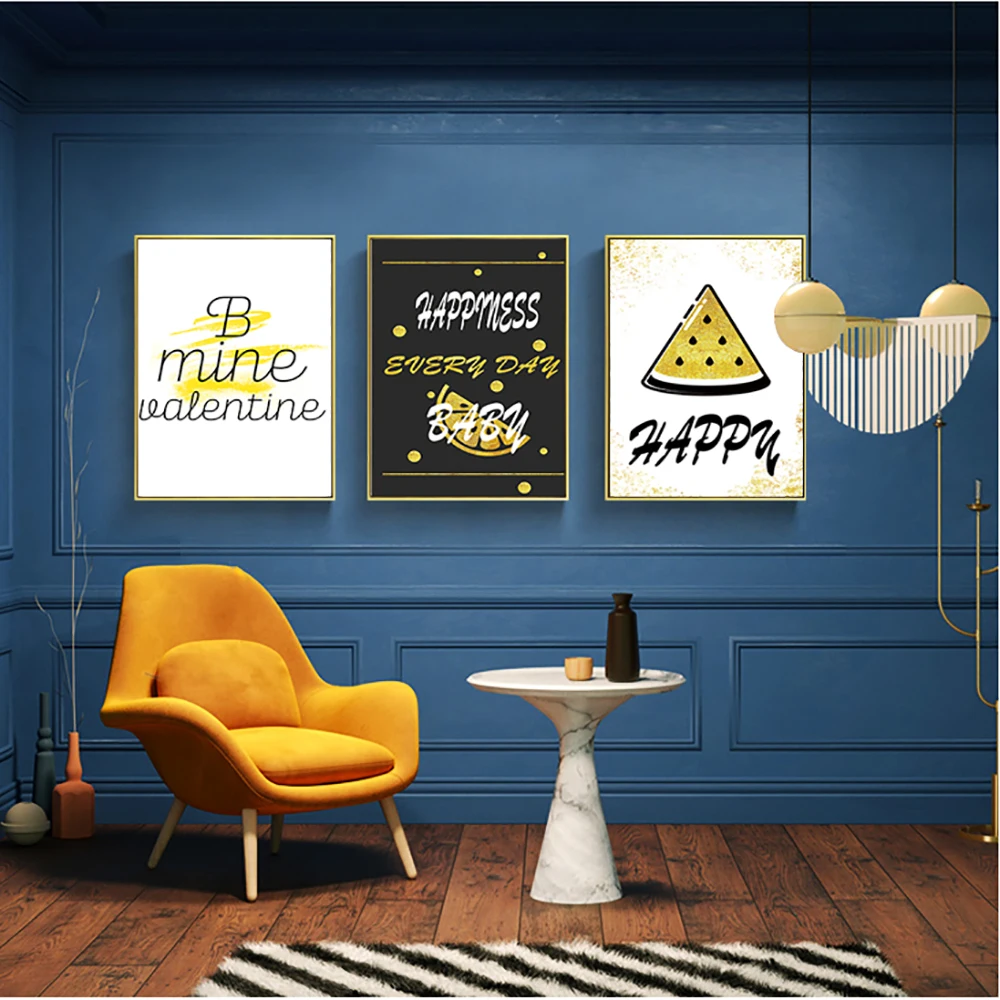 

TAbstract Modern Black golden wall art Nordic posters and aisle prints porch canvas staircase murals living Room Picture Rest