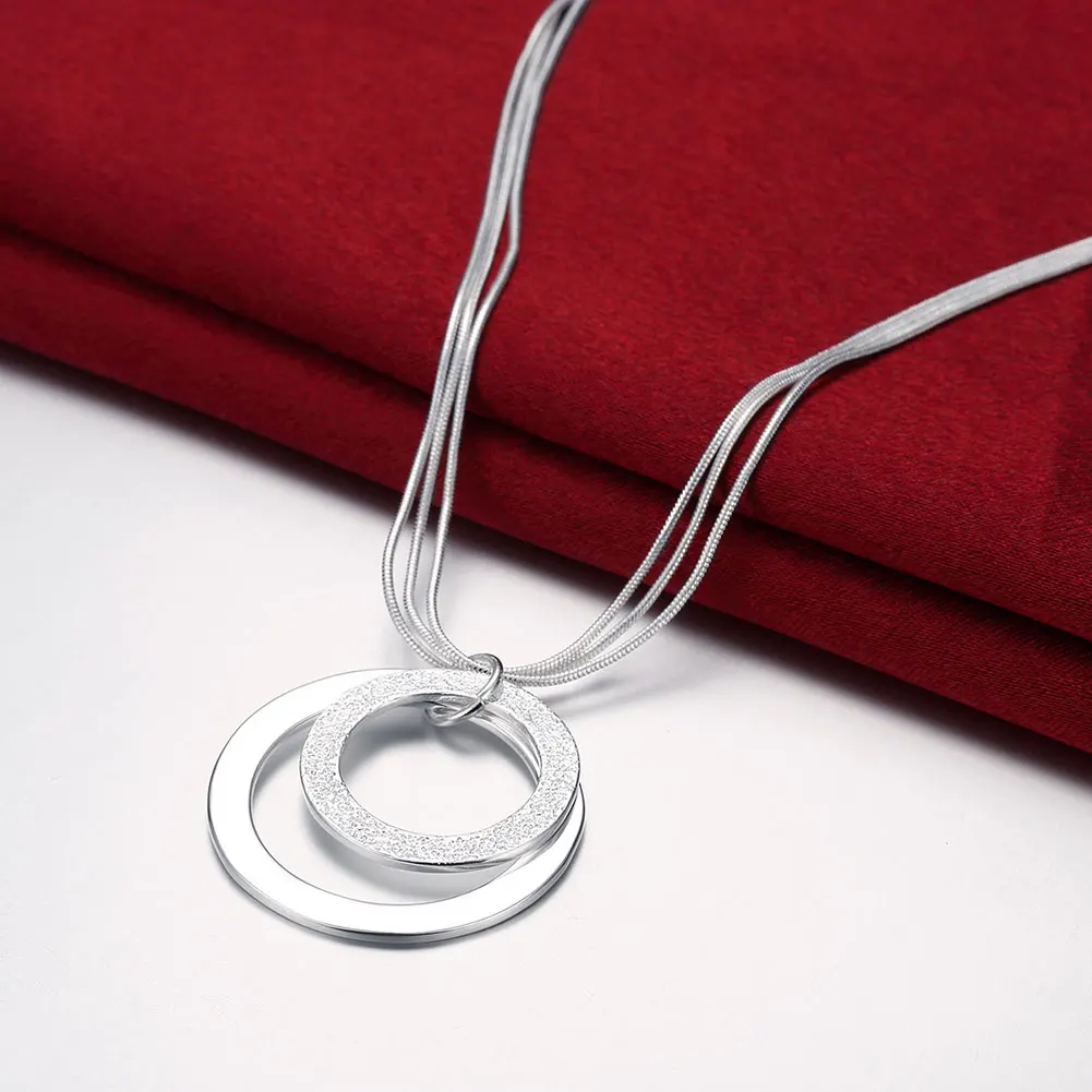 hot elegant circle pendant 925 color silver necklaces for women classic fashion brands jewelry party wedding christmas gifts free global shipping