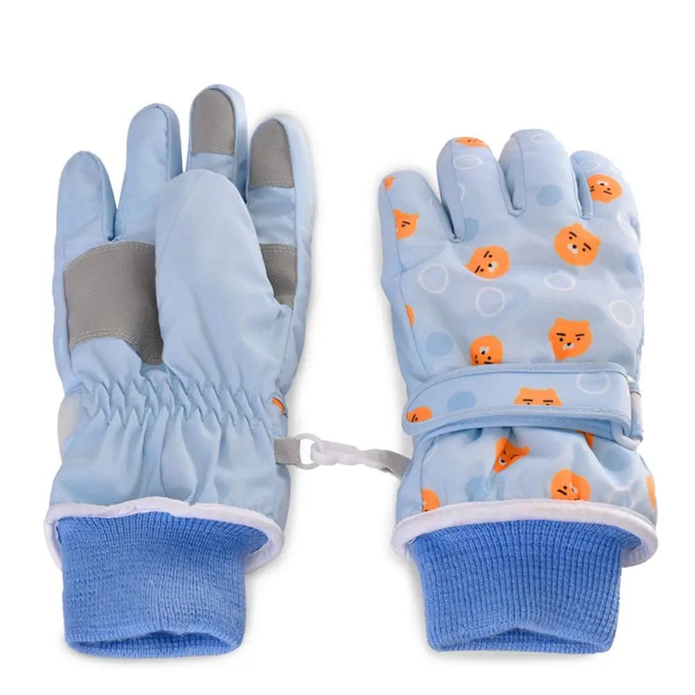 

1Pair Cute Style Fiber Children Ski Gloves Waterproof Thicken Cycling Gloves Outdoor Climbing Skating Mitten Bear Design Pattern