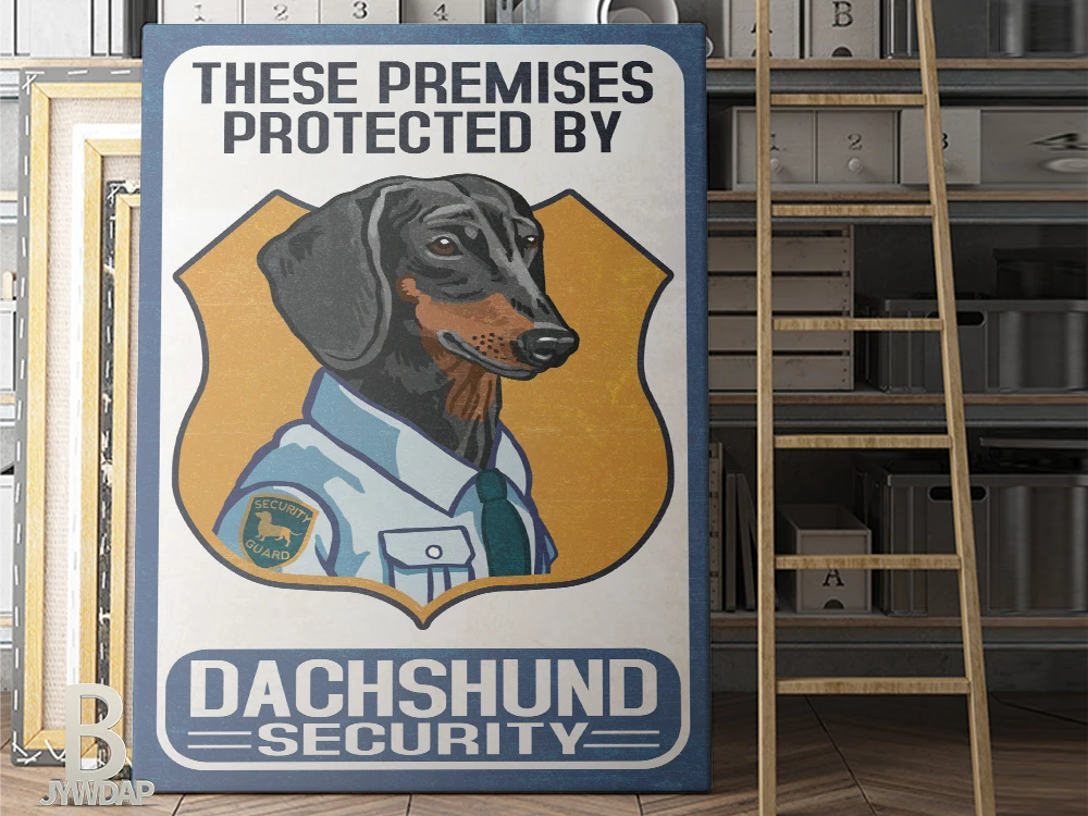 Винтажная животная Картина на холсте такса охранная собака знака стена