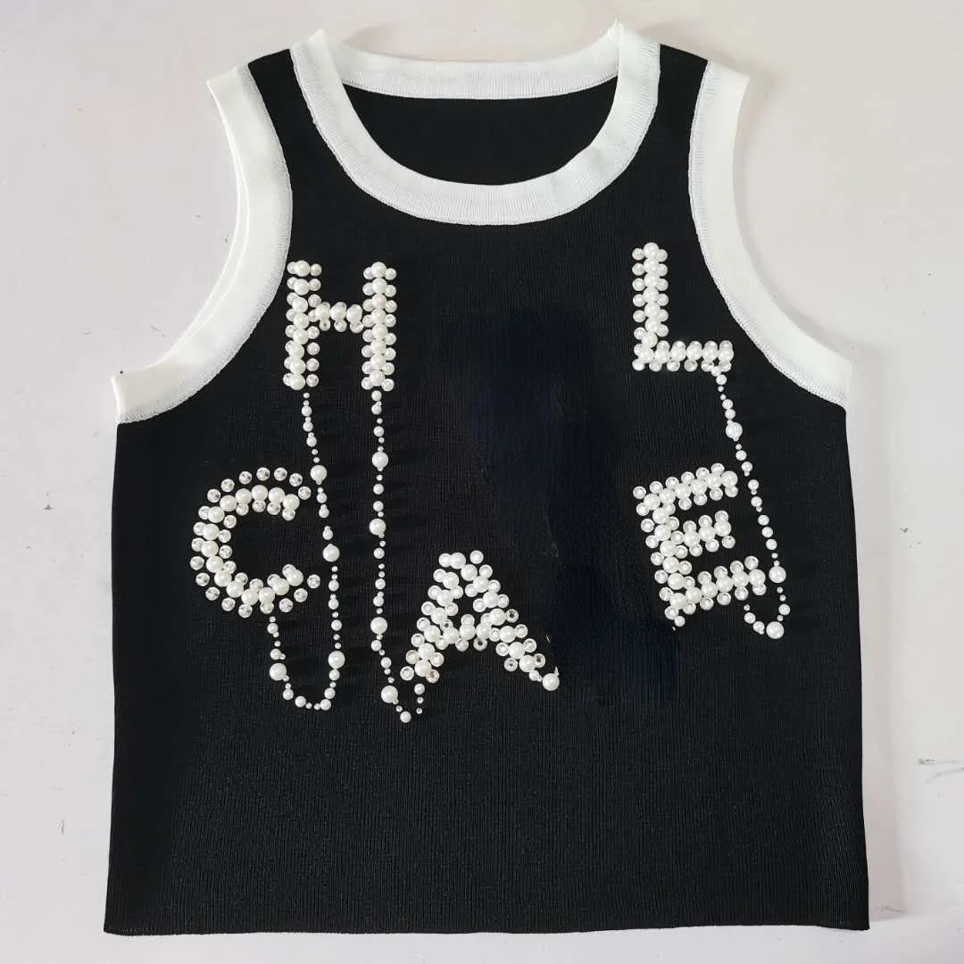 

Knitted ice silk camisole women's summer 2021 new slim round neck sleeveless top